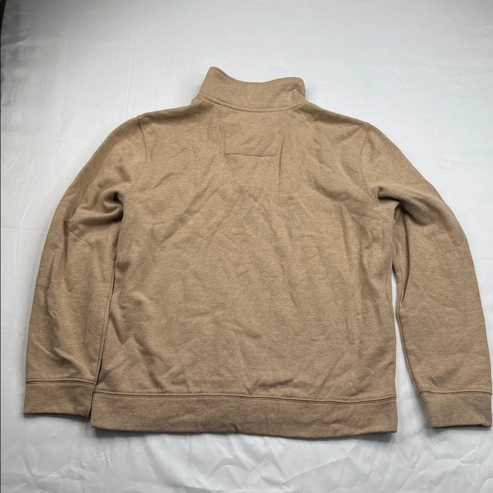 Nautica Men's COASTAL CAMEL HEATHER Quarter-Zip Knit Fleece Sweater, size medium